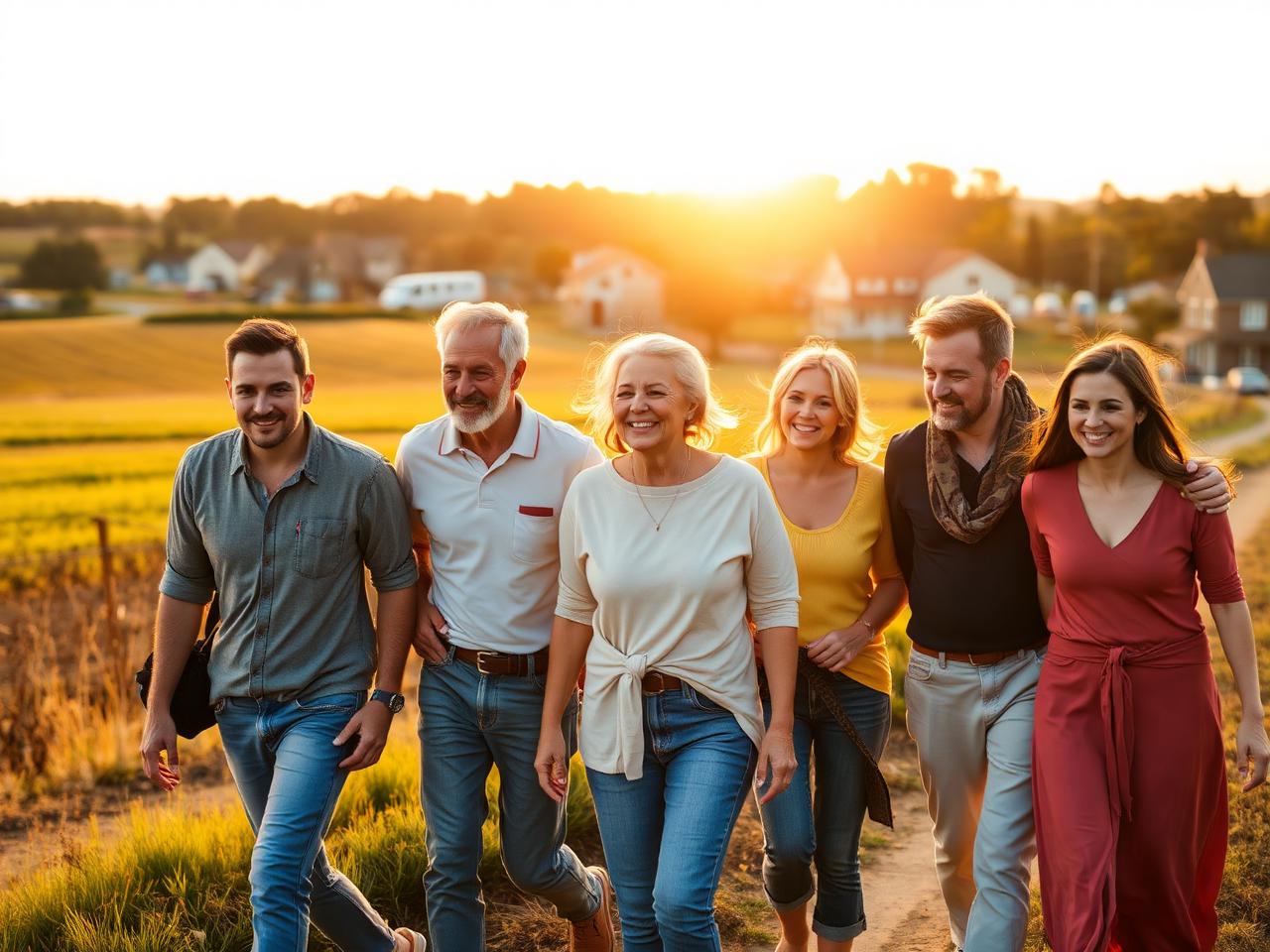 Rural community members walking outdoors together representing Wellnify rural community wellness platform