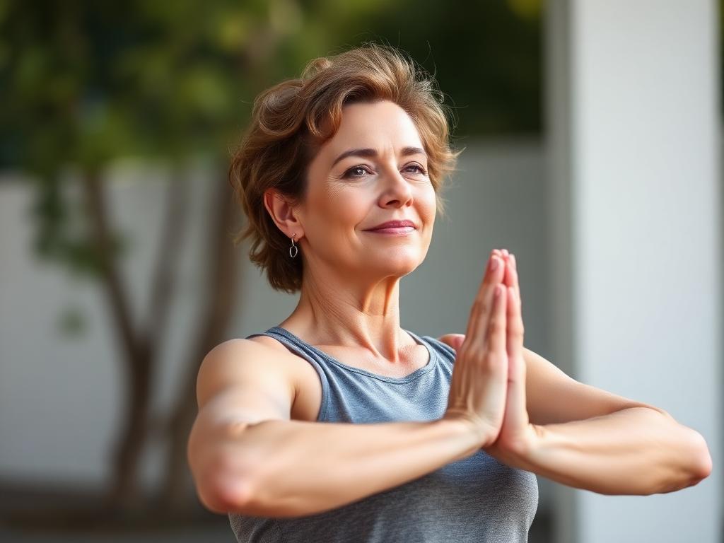 Confident woman practicing wellness outdoors